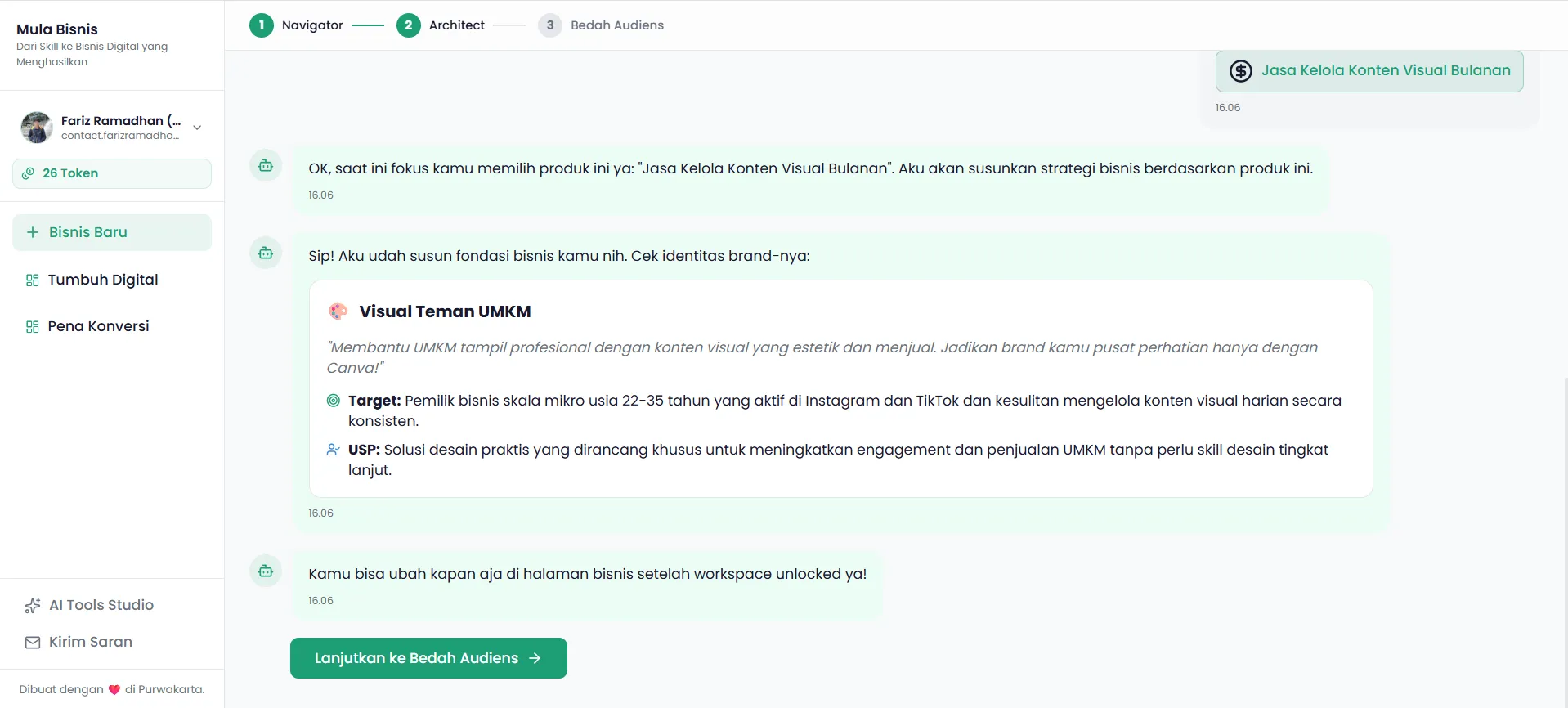 Screenshot hasil strategi